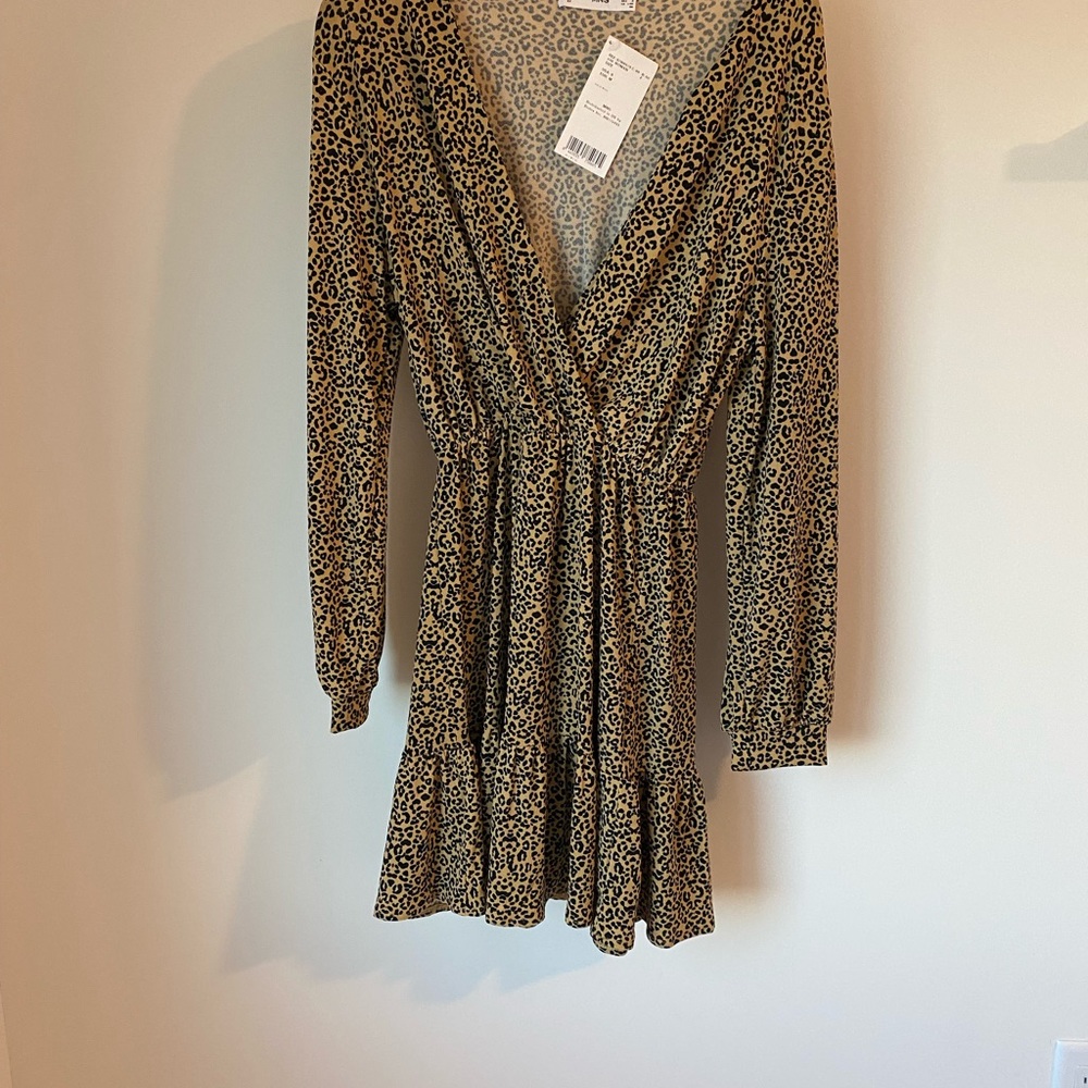 Mango Fluted Leopard Hem Dress - Picture 4 of 5